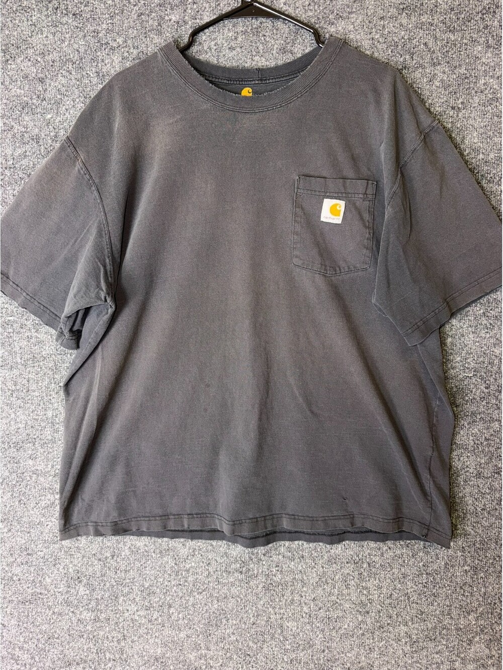 Carhartt Pocket T Shirt Mens XL Faded Black Grey Workwear K87 Original Fit Flawe
